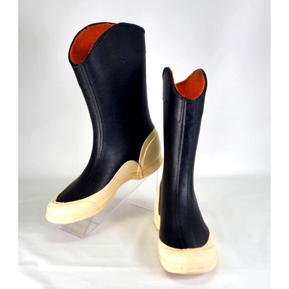 Cin Cin Women's Black / White Rubber Waterproof Rain Boot Size 8 1455 - Picture 4 of 12